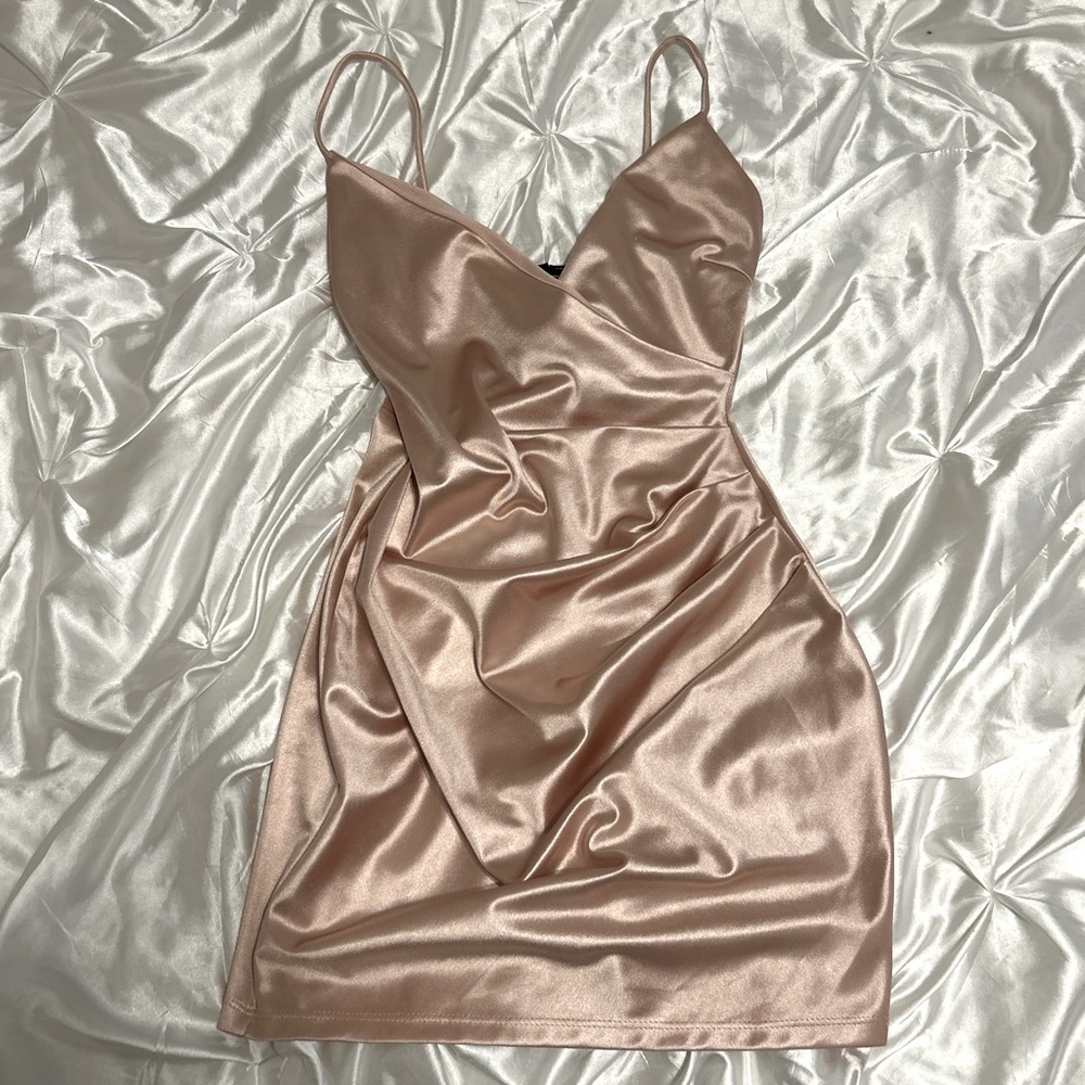 Windsor Rose Gold Satin Mini Dress